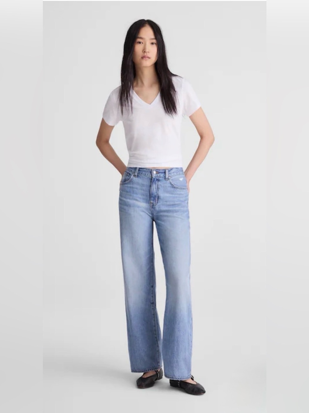 Madewell The Perfect Vintage Wide Leg Jean in Airy Denim Northridege Wash Sz 27